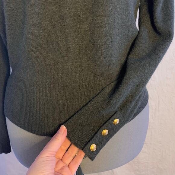 The Limited Dark Green Lambswool Angora Long Sleeve Sweater, Gold Buttons Size M - Picture 7 of 9